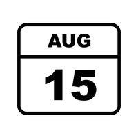 August 15th Date on a Single Day Calendar vector