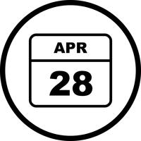 April 28th Date on a Single Day Calendar vector