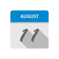 11 de agosto, fecha en un calendario de un solo día vector