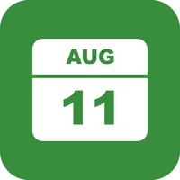 11 de agosto, fecha en un calendario de un solo día vector