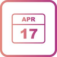 April 17th Date on a Single Day Calendar vector