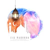 Abstract Eid Mubarak watercolor background illustration vector