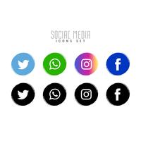 Abstract social media elegant icons set vector