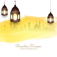 Abstract Ramadan Kareem religious watercolor background vector