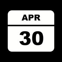 April 30th Date on a Single Day Calendar vector