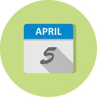 April 5th Date on a Single Day Calendar vector