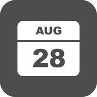 August 28th Date on a Single Day Calendar vector