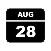 Fecha del 28 de agosto en un calendario de un solo día vector