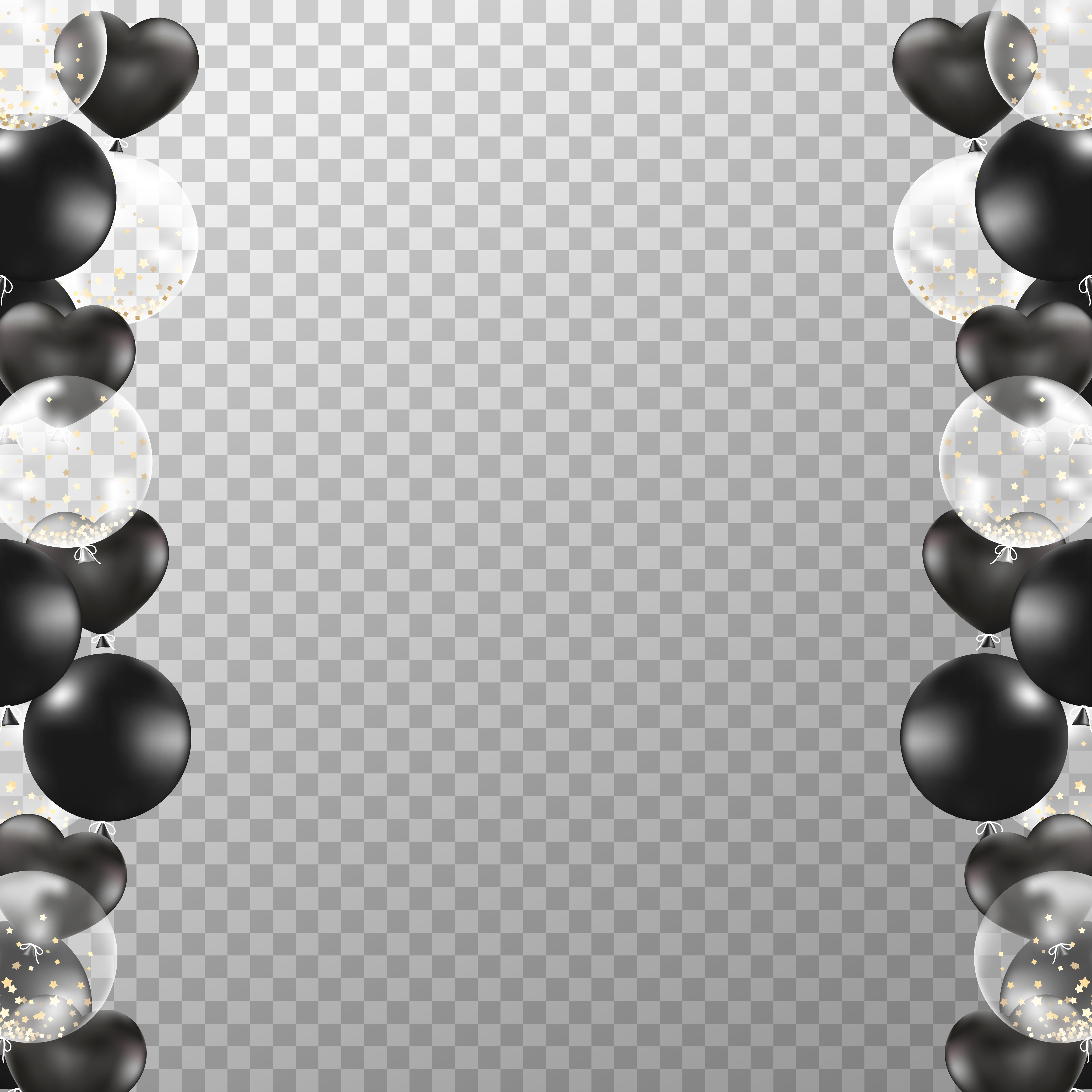 Realistic Balloons Frame With Transparent Background Black And