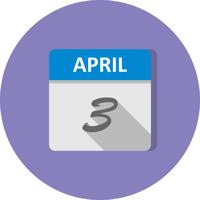 April 3rd Date on a Single Day Calendar vector