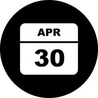 April 30th Date on a Single Day Calendar vector