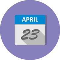 April 23rd Date on a Single Day Calendar vector