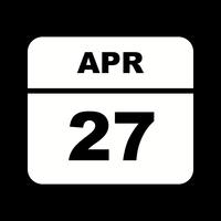 April 27th Date on a Single Day Calendar vector