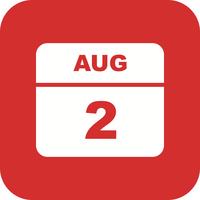 August 2nd Date on a Single Day Calendar vector