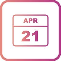 April 21st Date on a Single Day Calendar vector