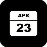 April 23rd Date on a Single Day Calendar vector