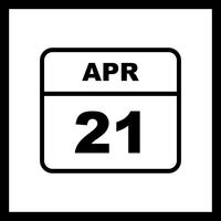 April 21st Date on a Single Day Calendar vector