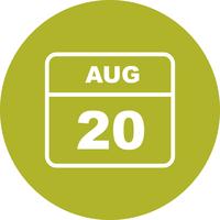 August 20th Date on a Single Day Calendar vector