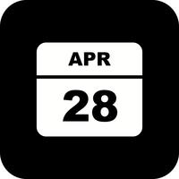 April 28th Date on a Single Day Calendar vector