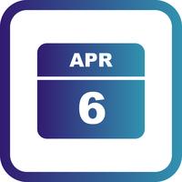 April 6th Date on a Single Day Calendar vector