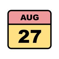 August 27th Date on a Single Day Calendar vector