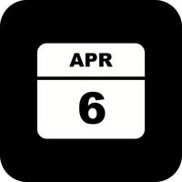 April 6th Date on a Single Day Calendar vector