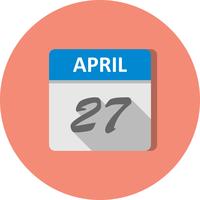 April 27th Date on a Single Day Calendar vector