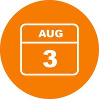 August 3rd Date on a Single Day Calendar vector