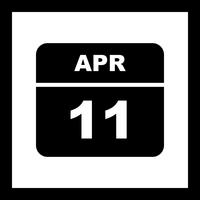 April 11th Date on a Single Day Calendar vector