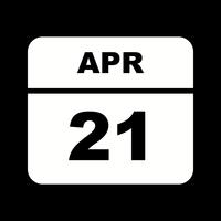 Fecha del 21 de abril en un calendario de un solo día vector