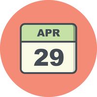 April 29th Date on a Single Day Calendar vector