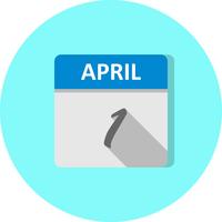 1 de abril Fecha en un calendario de un solo día vector