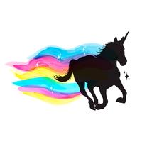 Conjunto de ilustración de mitología de silueta de unicornio, unicornio con acuarela vector