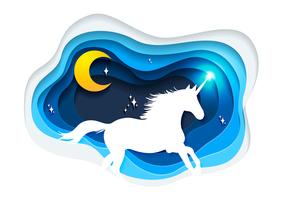 Abstract of unicorn, paper art unicorn concept, Unicorn vector art and illustration.