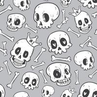 seamless pattern cute doodle skull collection vector