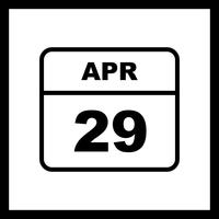 April 29th Date on a Single Day Calendar vector