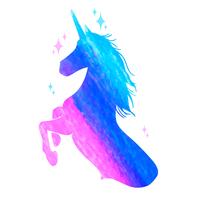 Conjunto de ilustración de mitología de silueta de unicornio, unicornio con acuarela vector