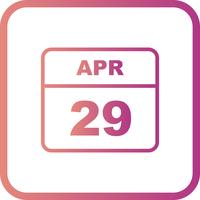 April 29th Date on a Single Day Calendar vector