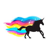 Mythology illustration set of unicorn silhouette, unicorn with watercolor vector