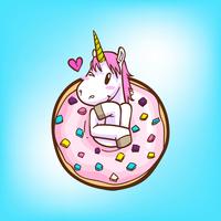cute unicorn and donuts vector