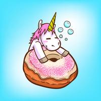 cute unicorn and donuts vector