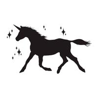 Silueta mágica del unicornio, iconos elegantes, vintage, fondo, tatuaje de los caballos. vector