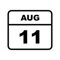 August 11th Date on a Single Day Calendar vector