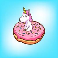 unicornio lindo y donas vector