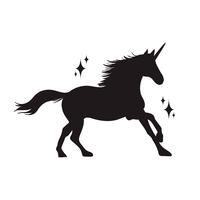 Silueta mágica del unicornio, iconos elegantes, vintage, fondo, tatuaje de los caballos.