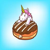 unicornio lindo y donas vector