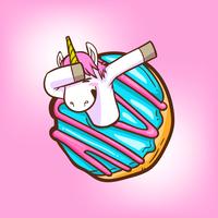 unicornio lindo y donas vector