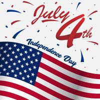 4 July usa happy independence day for social media profile or display picture with big american flag and 3D ribbon vector