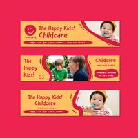 kindergarten childcare banner flyer design template in doodle fun cartoon kids style vector