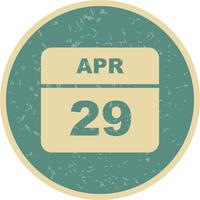 April 29th Date on a Single Day Calendar vector